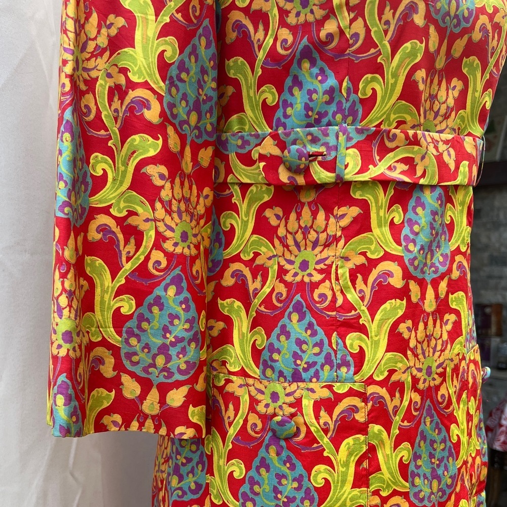 Vintage Dress 60s 70s silk Thai dress  style Japanese kimono Mini Dress Mod - Picture 4 of 16